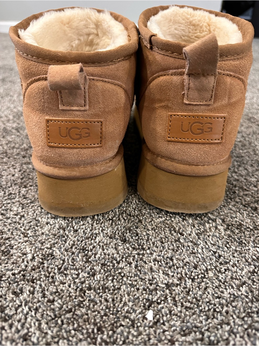 DHGate UGG Mini Booties in Chestnut with Shearling